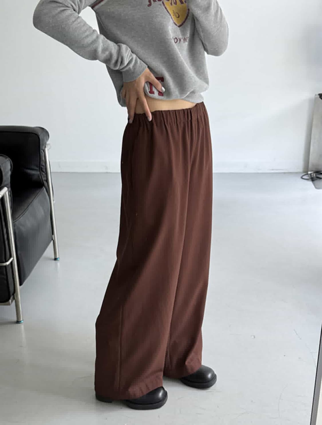 꼼데가르송 꼼데가르송 브라운 밴딩 와이드 팬츠 상품이미지1