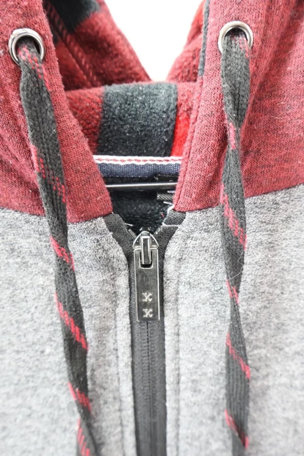 JPN 남색버건디 배색 기모 후드 집업 상품이미지5