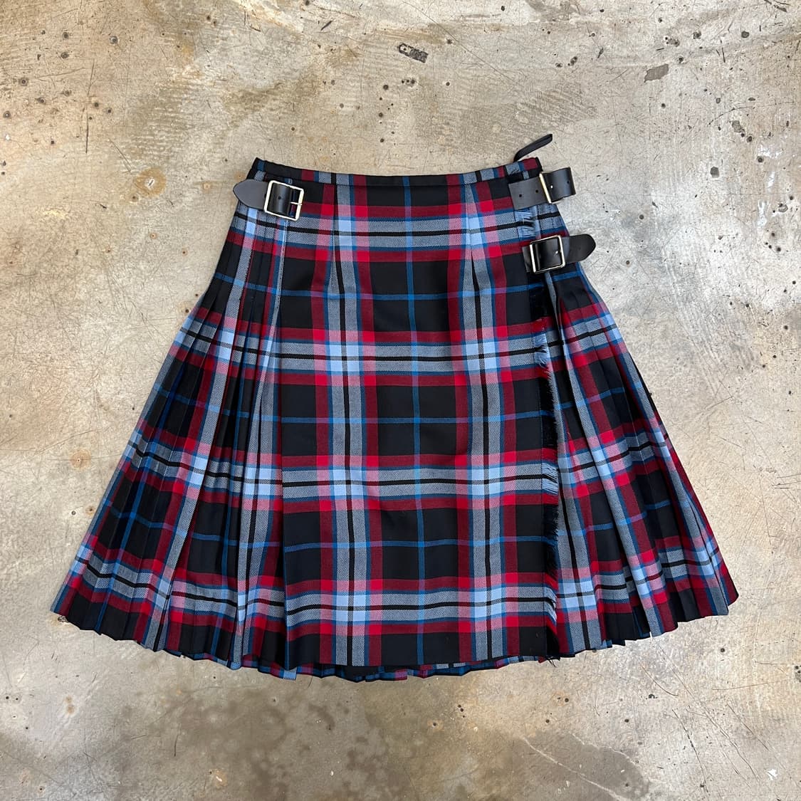 울 체크 플리츠 랩 스커트 상품이미지1