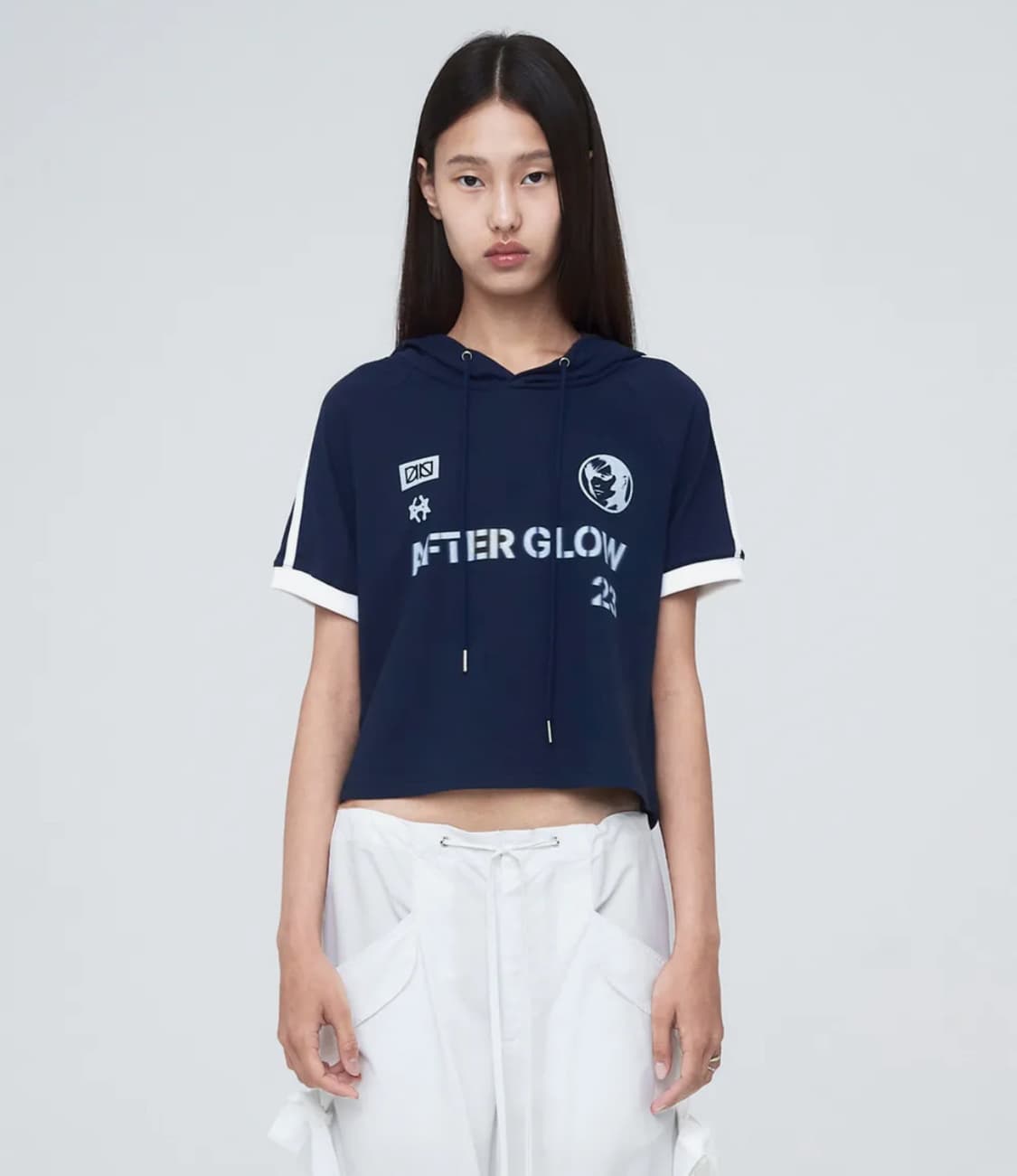 (1회착) 나체 스포티 트랙 후디 티셔츠 네이비 상품이미지1