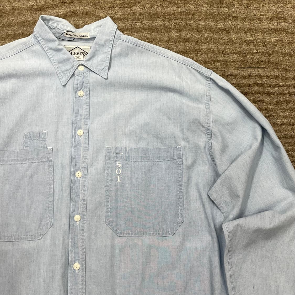 (L) 90s Levi's 리바이스 샴브레이 데님 셔츠 상품이미지5