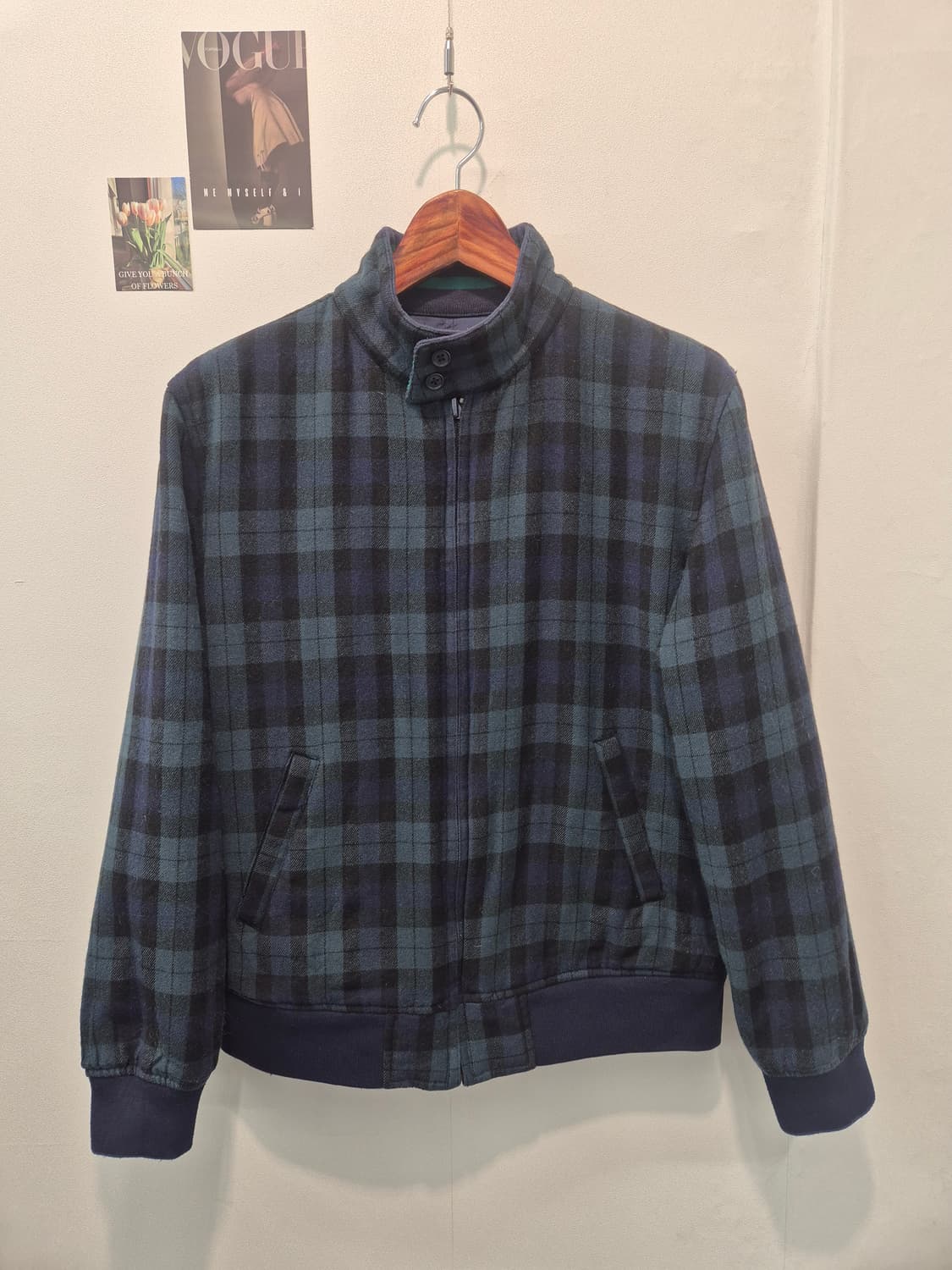 BEAMS 브랜드의 체크 패턴 블루종 M 
사이즈   상품이미지1