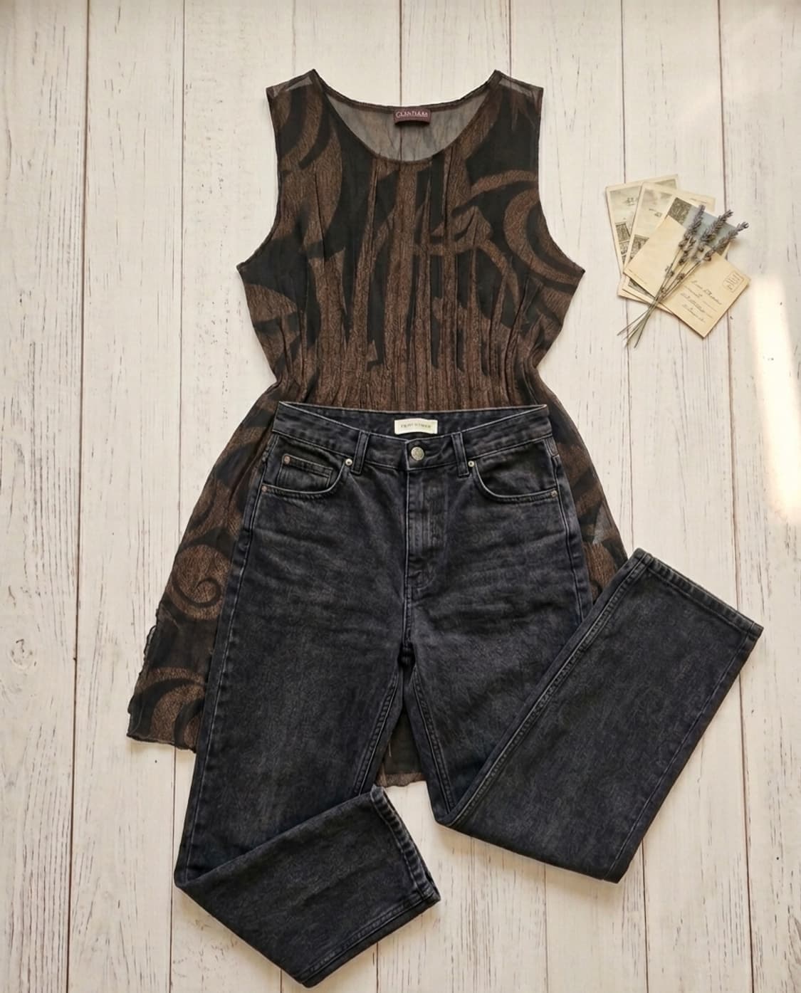 Calabaza 카라바사 일본 수입 - 우아한 셔링 메쉬 롱 블라우스/미 상품이미지1