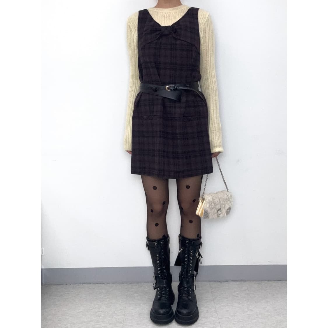 빈티지 리본 울 원피스 상품이미지3