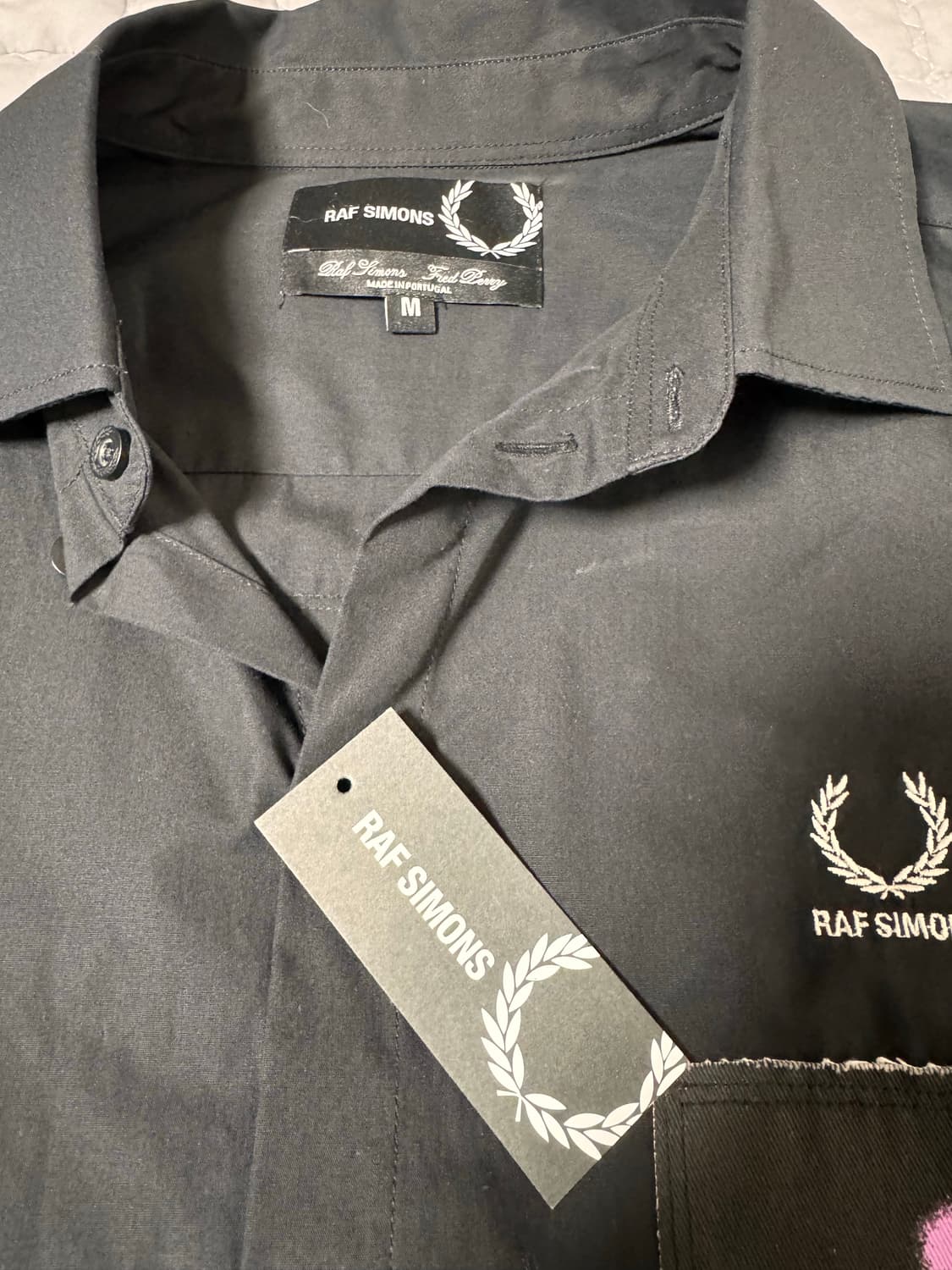 라프시몬스 프레드페리 패치 코튼 셔츠 m  상품이미지3