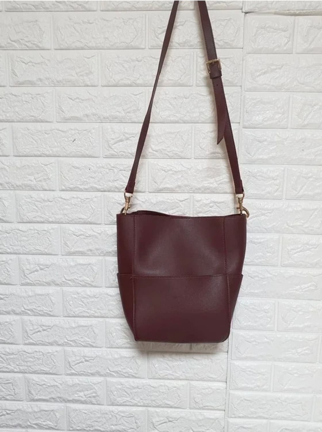 (새것) PAUL BRIAL 버건디 숄더 크로스 버킷백 가방 상품이미지4