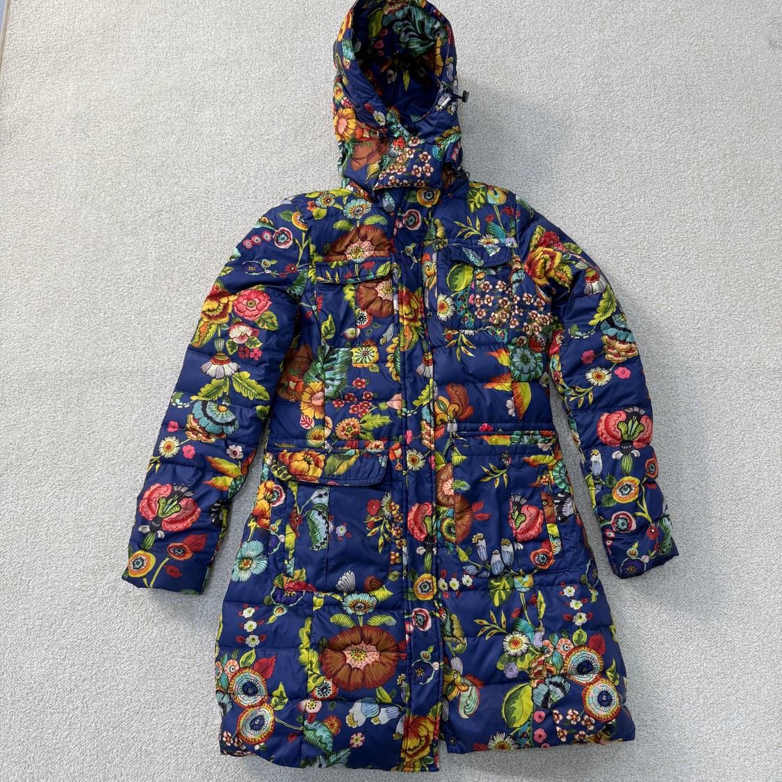 M 오일릴리 플라워 패턴 덕다운 패딩 0209T 상품이미지1