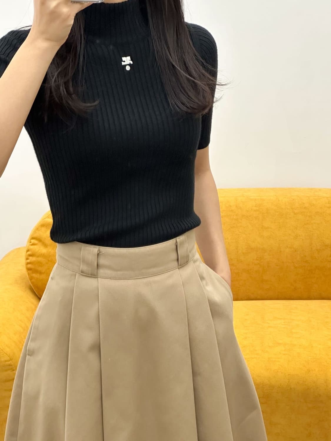 courreges / 꾸레쥬 블랙 하프넥 골지 니트  상품이미지9