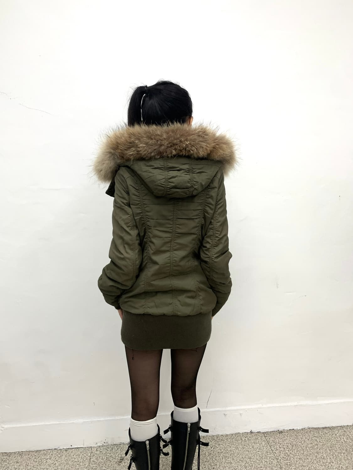 Chu xxx khaki cargo pocket ribbed fur ja 상품이미지5