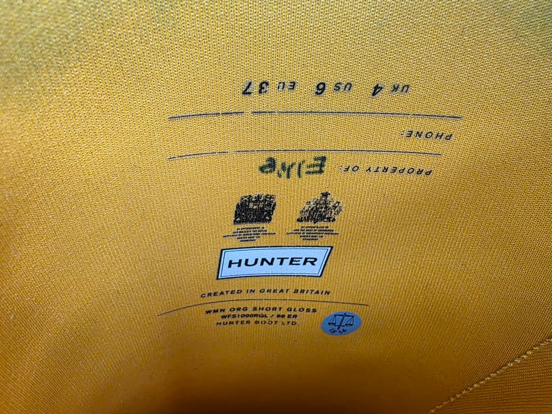 헌터 숏 여성 레인부츠 230~235 옐로우 숏글로스 LB70 상품이미지7