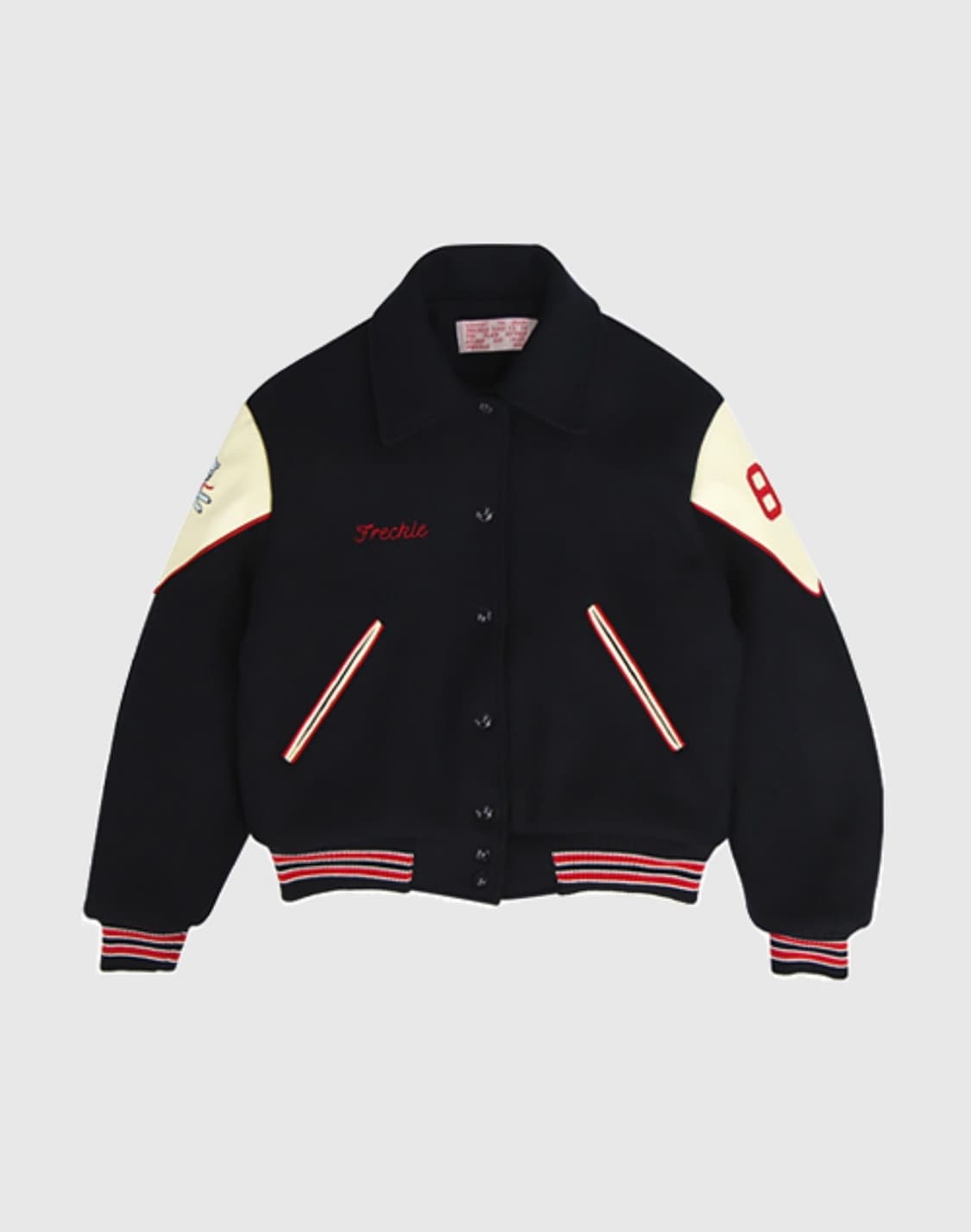 Freckle leather shoulder varsity jacket 상품이미지1