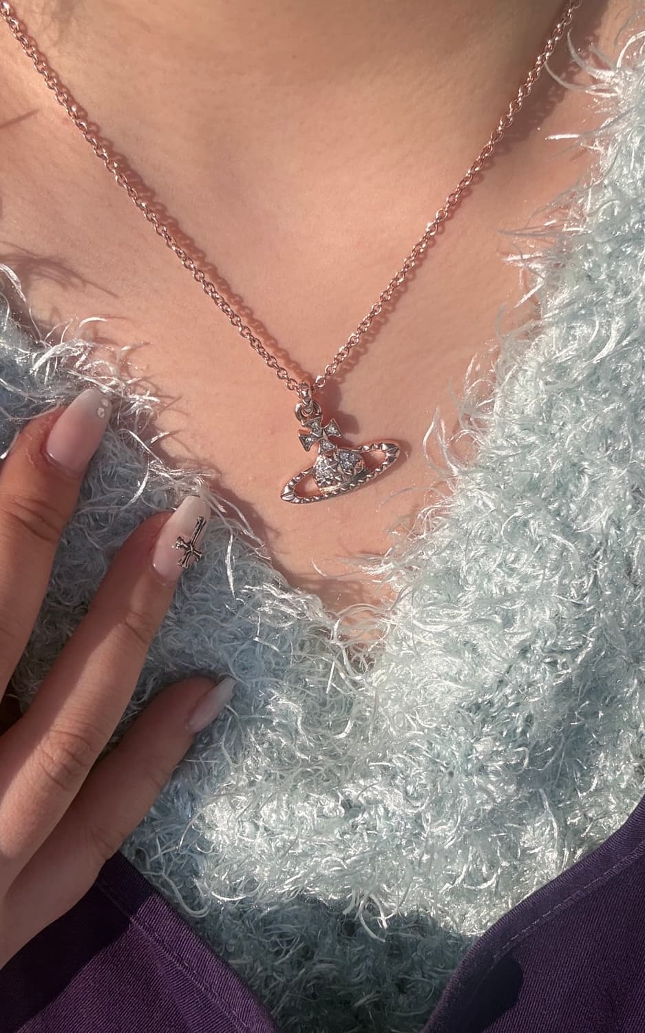 Vivienne Westwood 메이페어 바스 릴리프 로즈골드 목걸이 상품이미지1