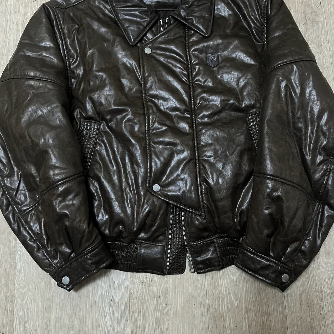 로맨틱크라운 레더 가죽 봄버 패딩 S/90  상품이미지3