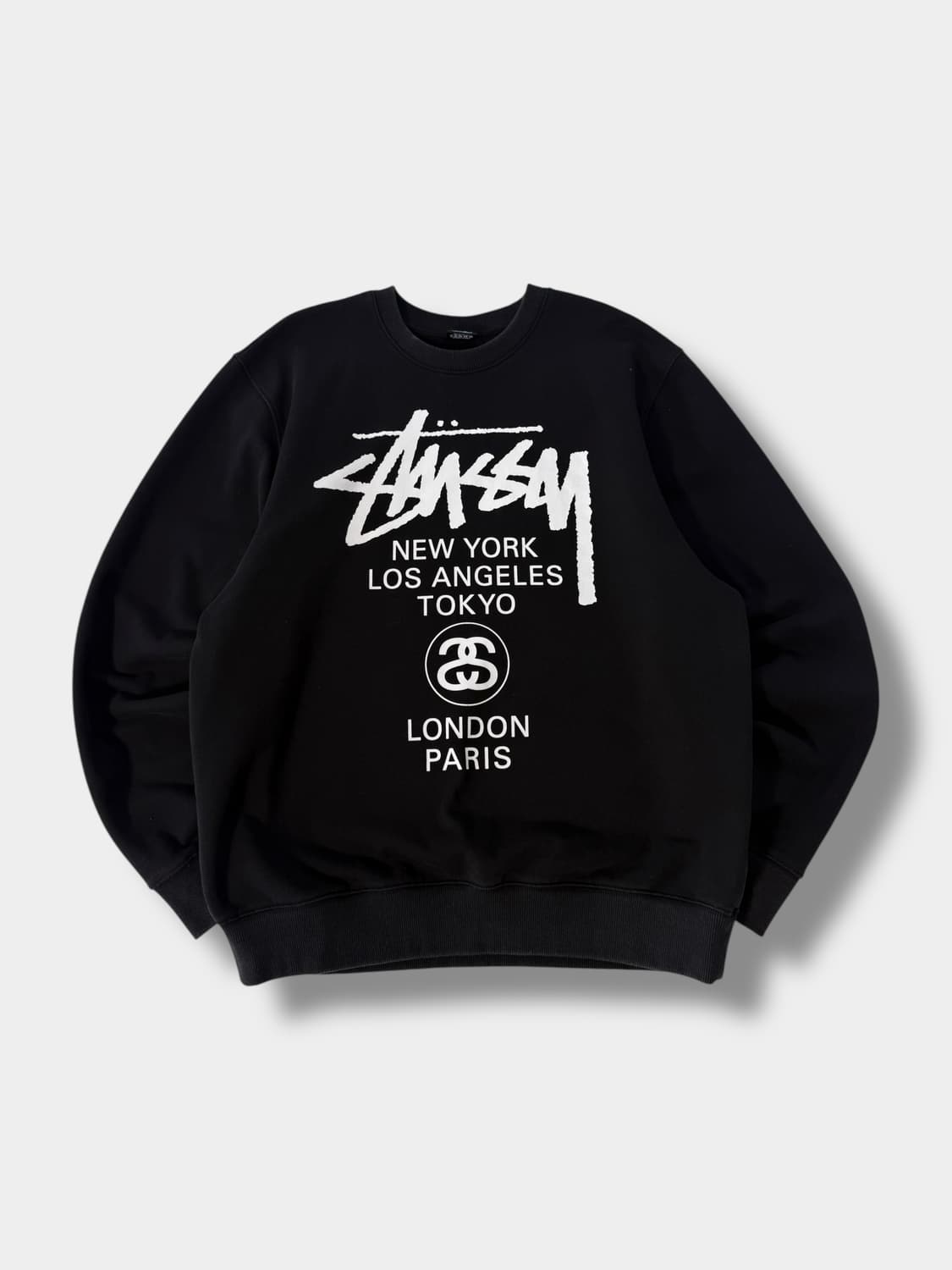 스투시 오버핏 월드투어 블랙 스웻 맨투맨 상품이미지1