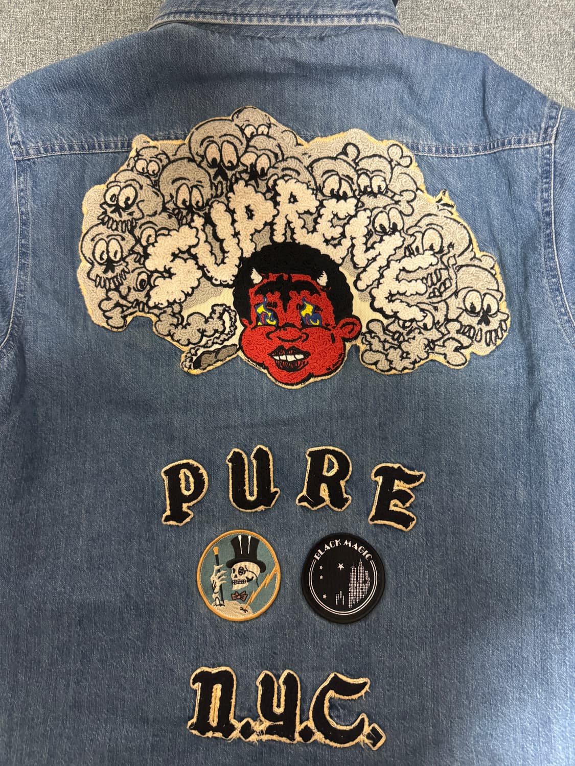 (S)슈프림 패치스 후드 집업 셔츠 데님 상품이미지2