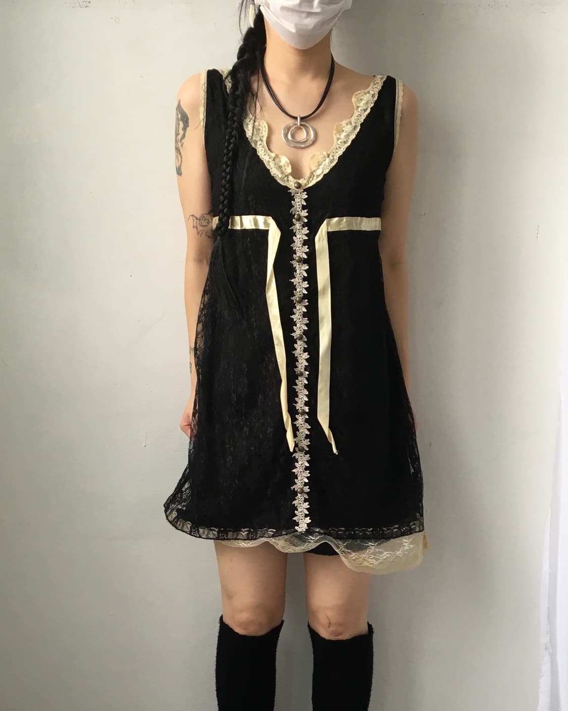 Lace trimming lace onepiece 상품이미지1