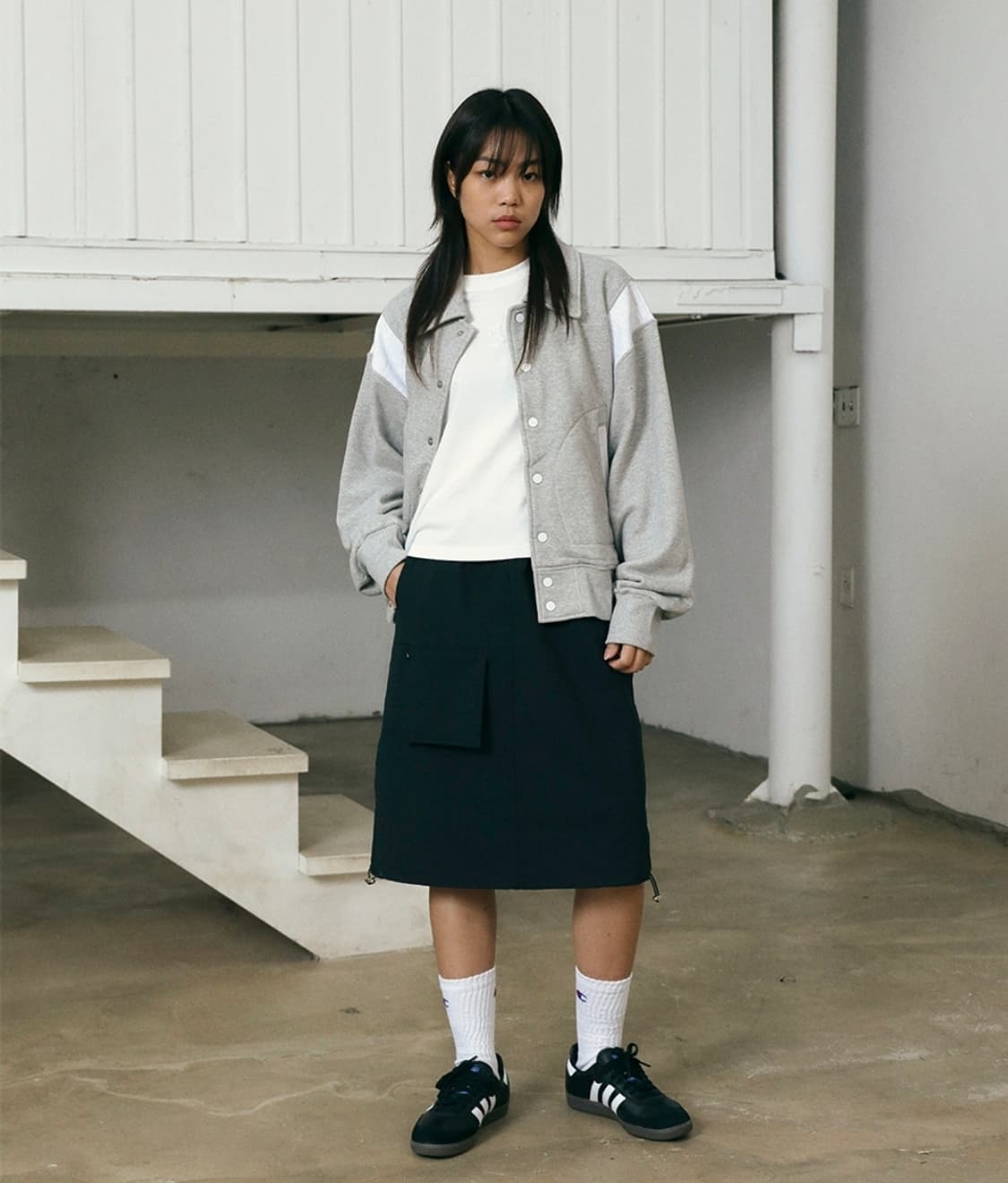 트래블 걸스카우트 카고 포켓 스커트 블랙 상품이미지1