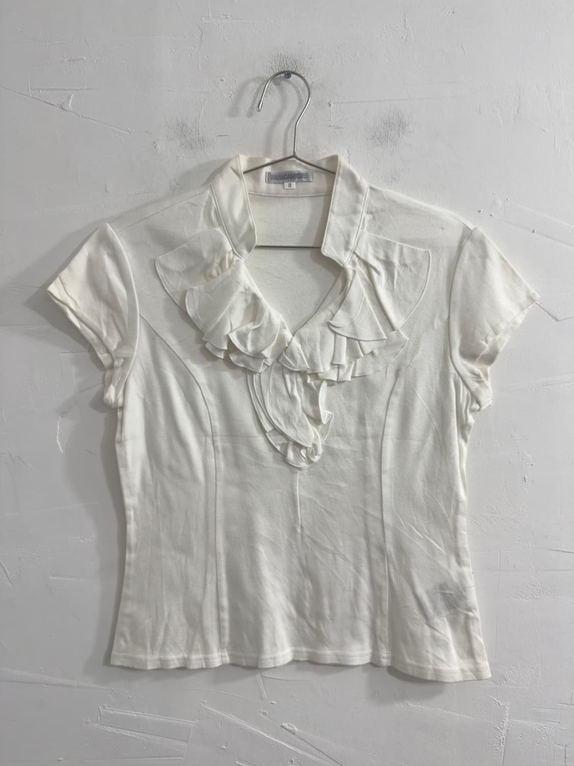 nara camicie white ruffle top 상품이미지1