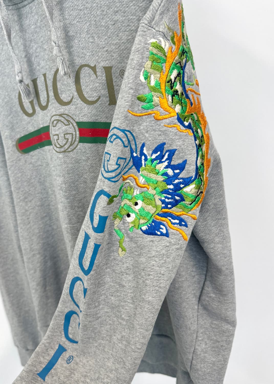 GUCCI 구찌 그래곤 자수 그레이 후드티셔츠 S 상품이미지4