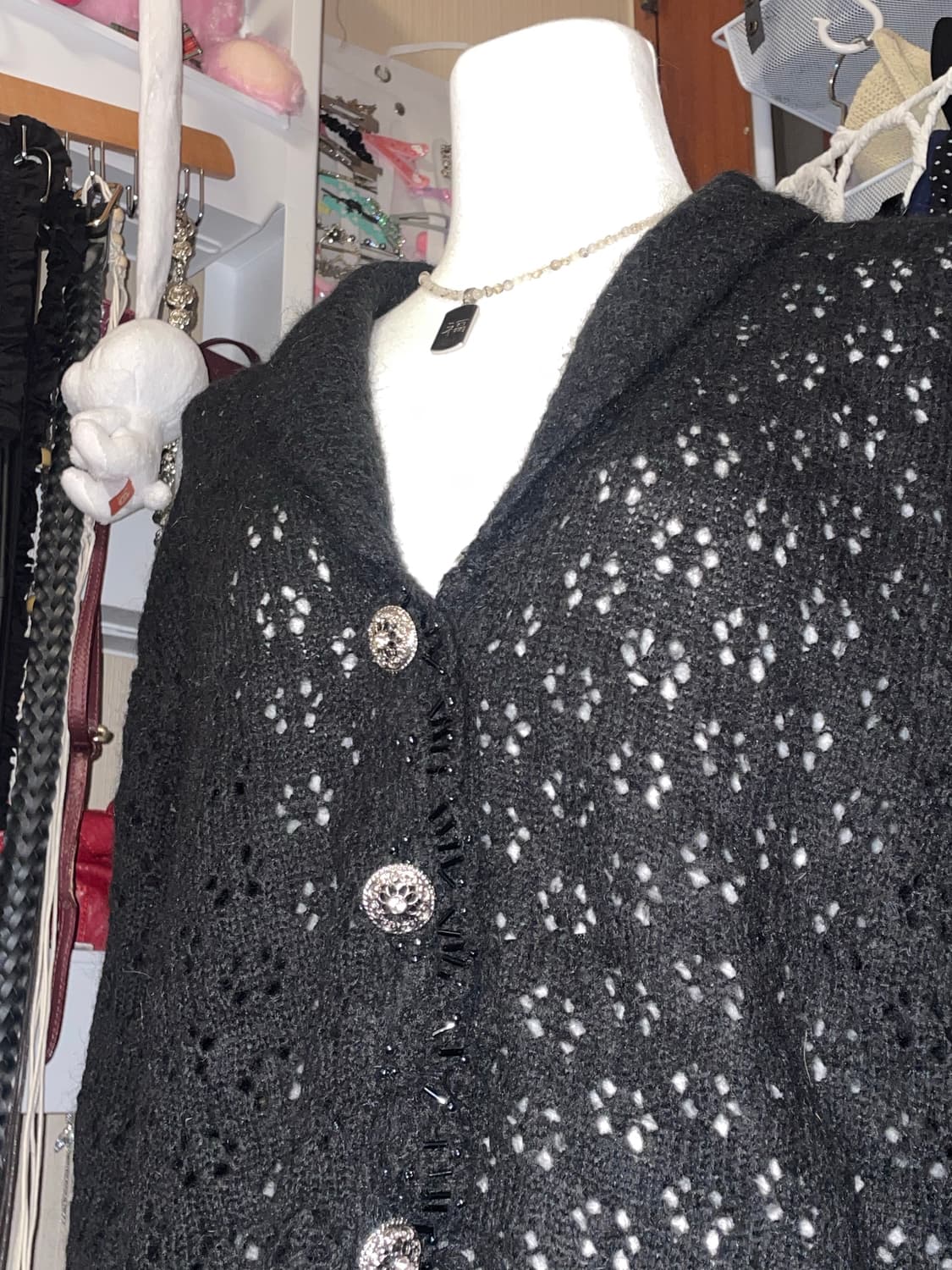 비즈 뜨개 블랙 가디건 상품이미지1