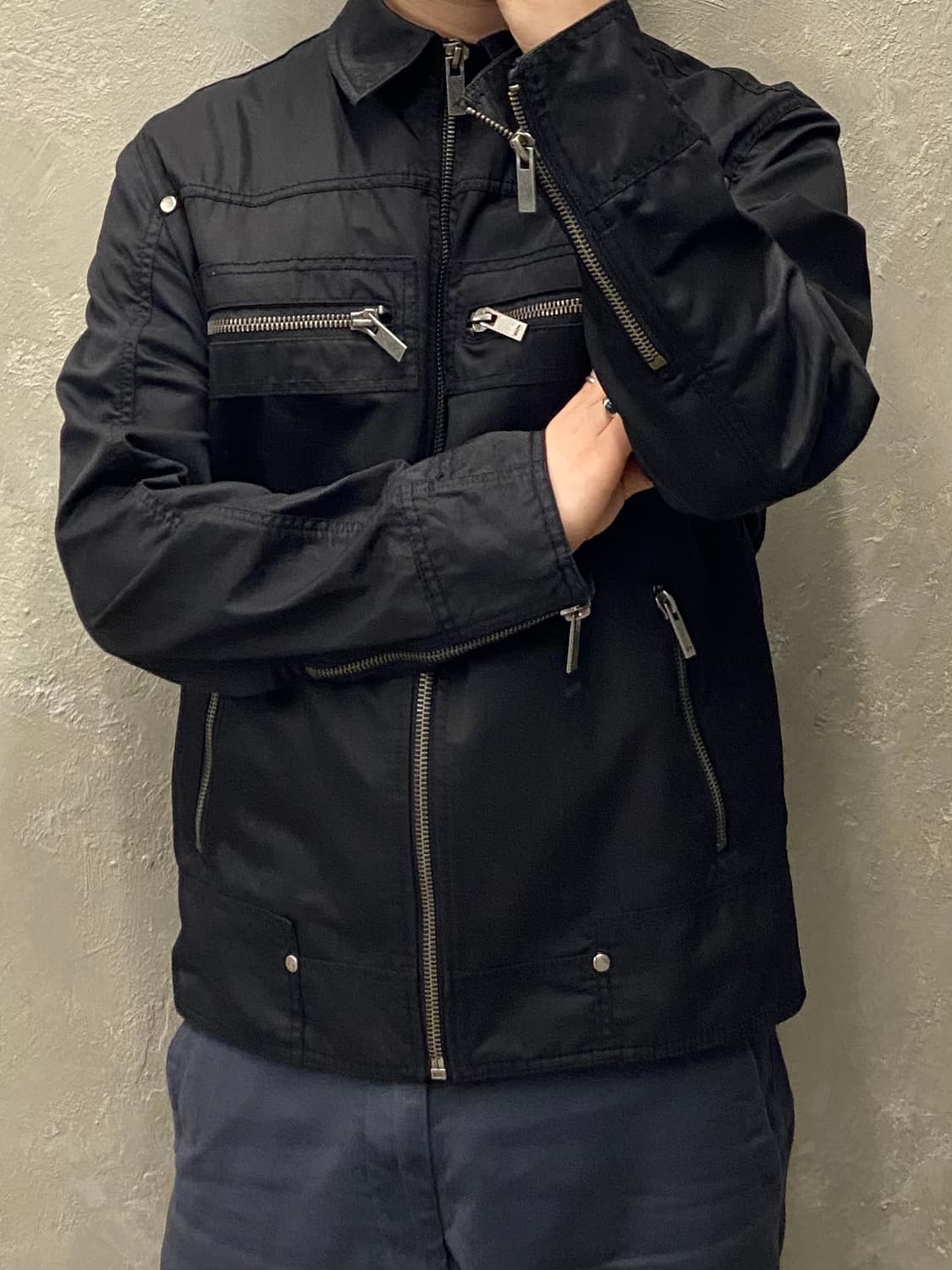 [L] Jack & Jones 빈티지 블랙 코팅 싱글 라이더 자켓 상품이미지10