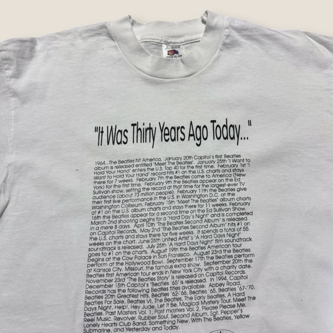 90s Fruit of the Loom 비틀즈 30주년 기념 티셔츠 L 상품이미지2
