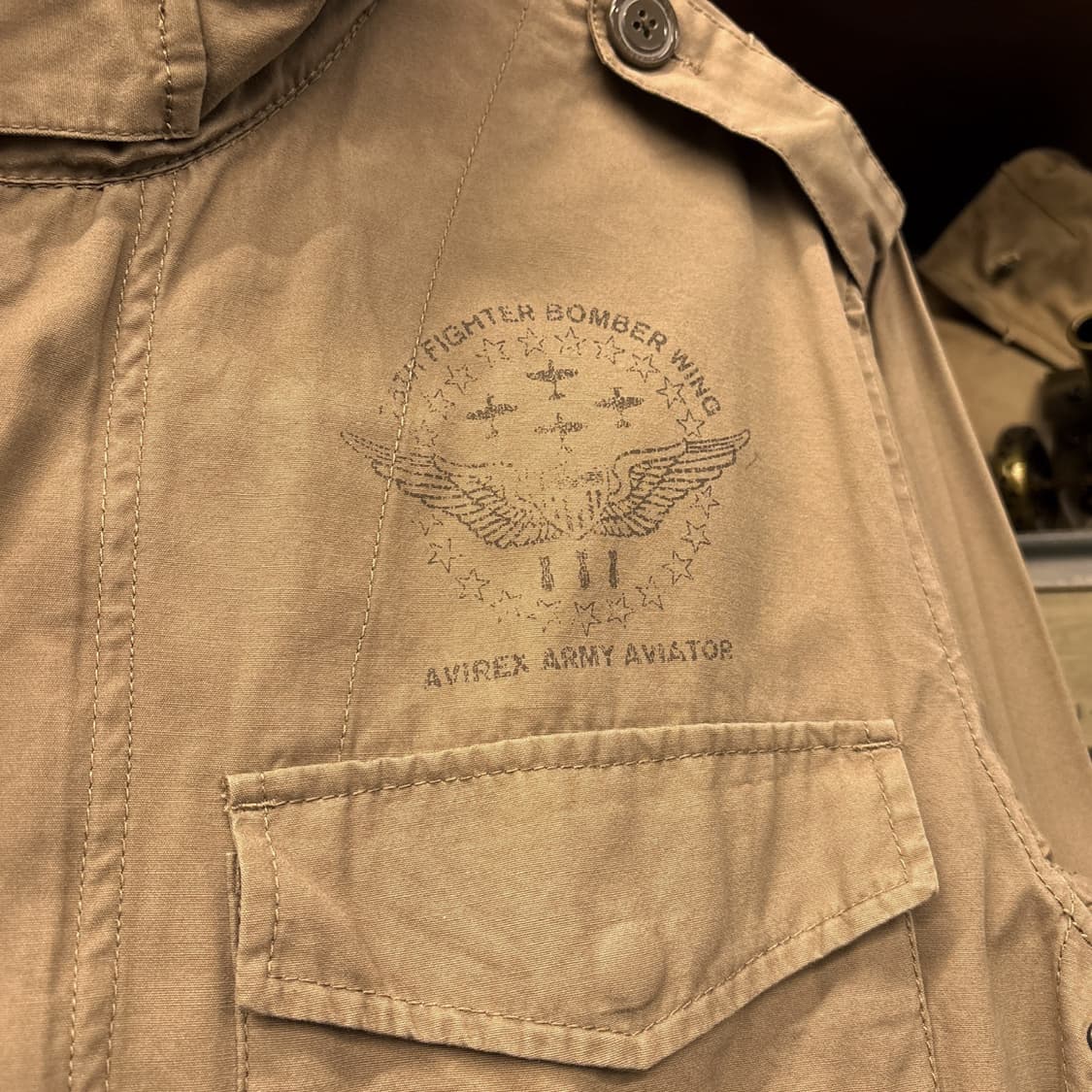 00s 아비렉스 PX 봄버윙 스텐실 M-65 필드자켓 카키 N1142 상품이미지6