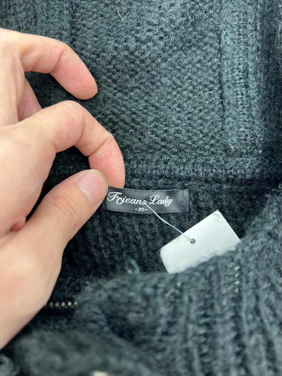 빈티지 퍼 후드 롱 니트 집업 상품이미지3