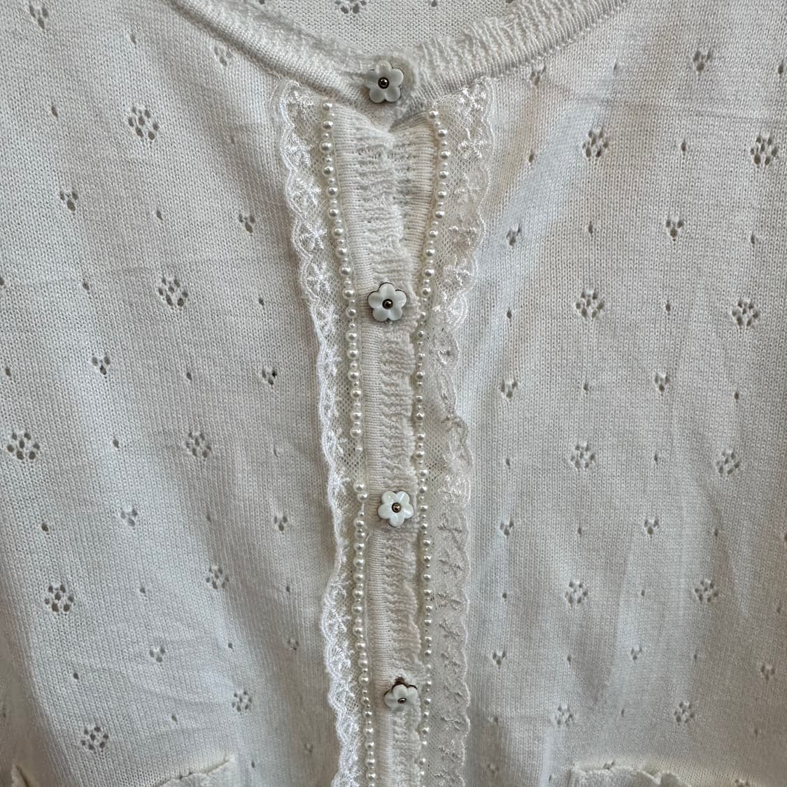 Ank Rouge 펀칭 레이스 반팔 가디건 상품이미지3