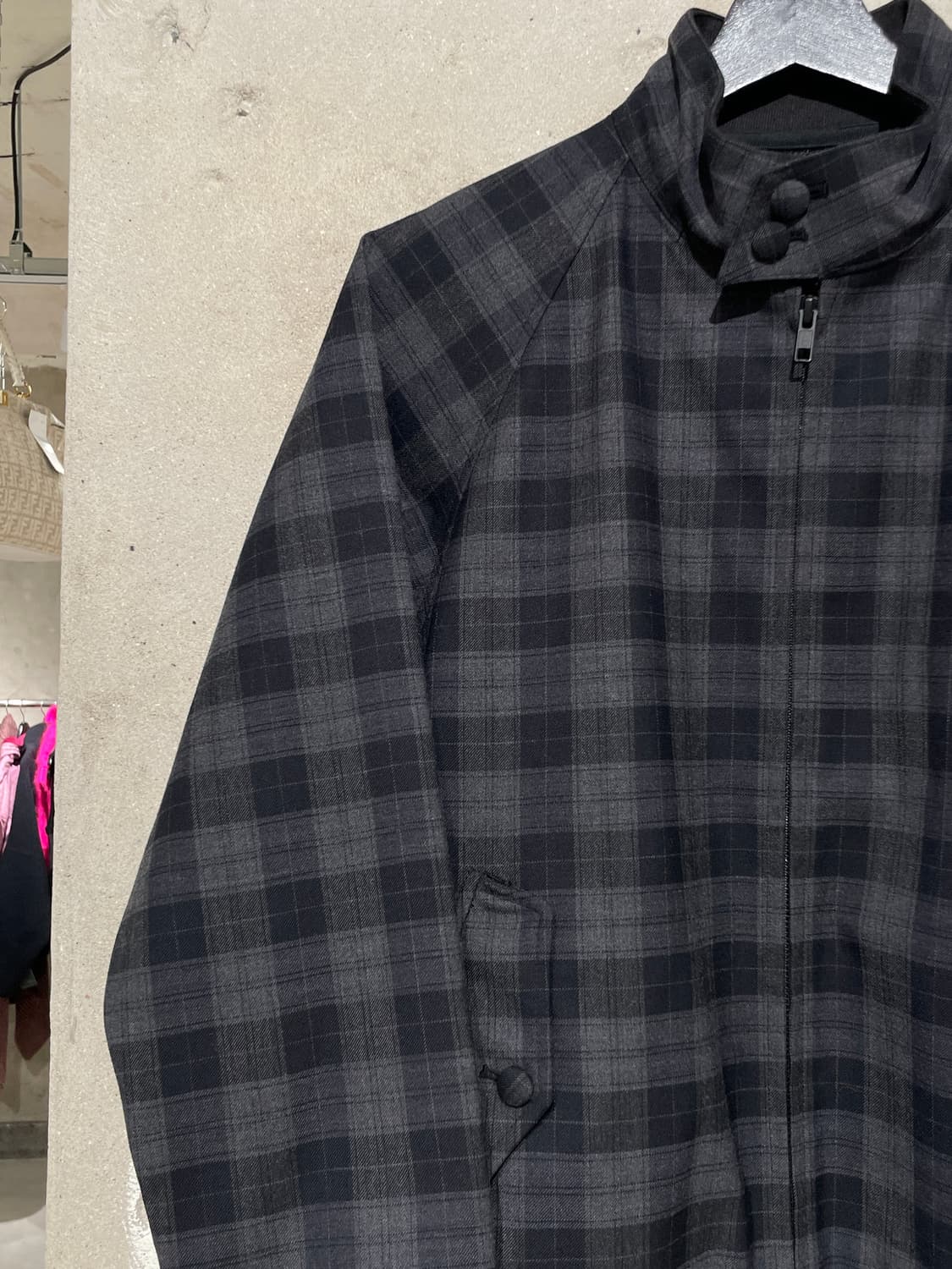 프레드 페리 블랙 앤 네이비 체크 헤링턴 자켓 상품이미지2