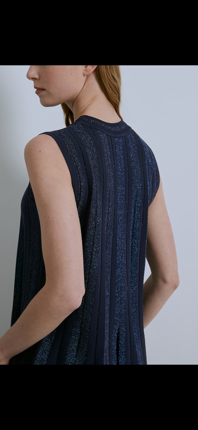 오브제 글리터 플리츠 블록 니트 탑 90사이즈 상품이미지2