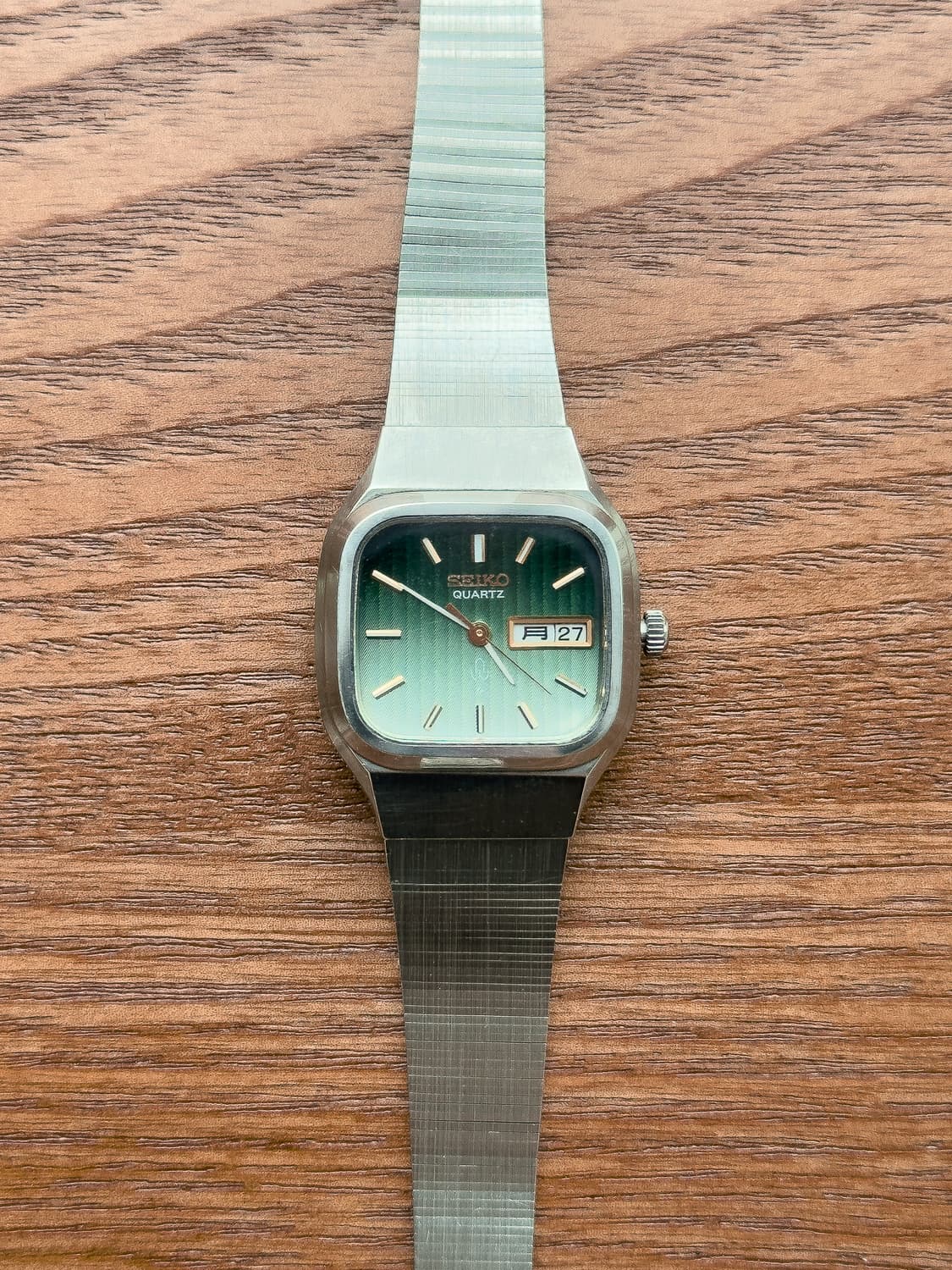 [희귀] 세이코 7903 그린 그라데이션 - 텍스처 브레이슬릿 빈티지 쿼 상품이미지1