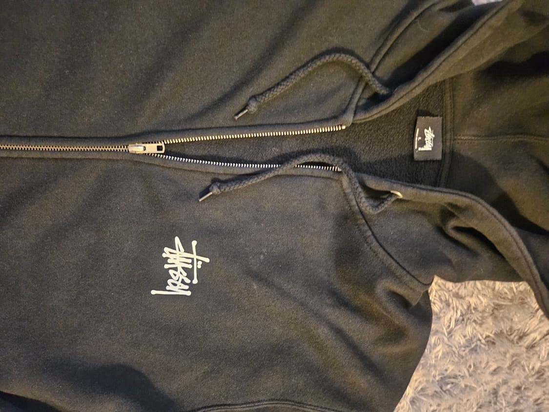 정품(L-105) 스투시 테리소재 블랙 베이직 후드 집업 상품이미지9