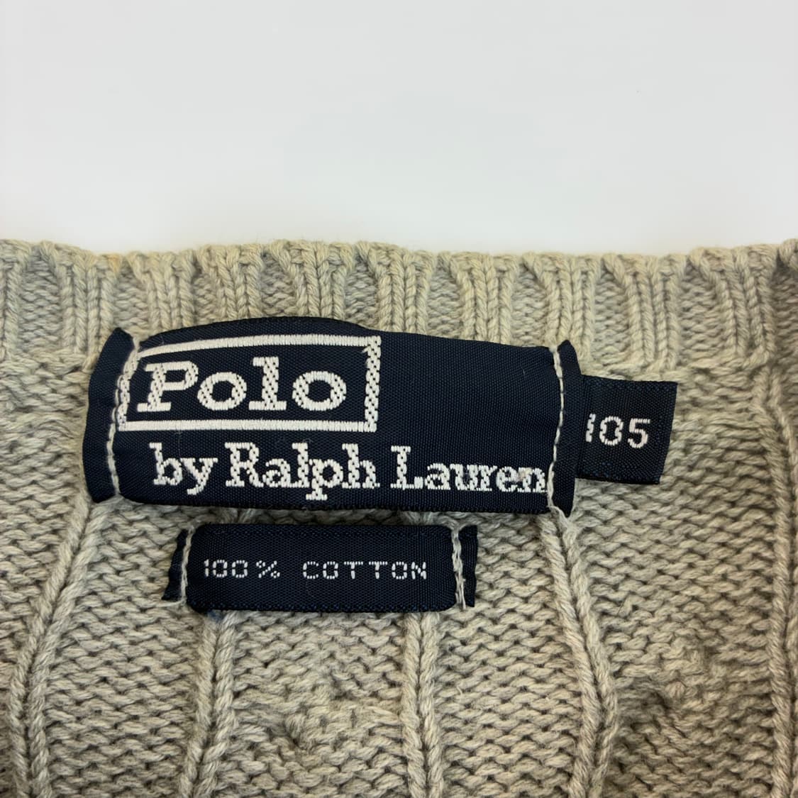 Polo 폴로 랄프로렌 00‘s 멜란지 그레이 케이블 코튼 라운드 니트 상품이미지5