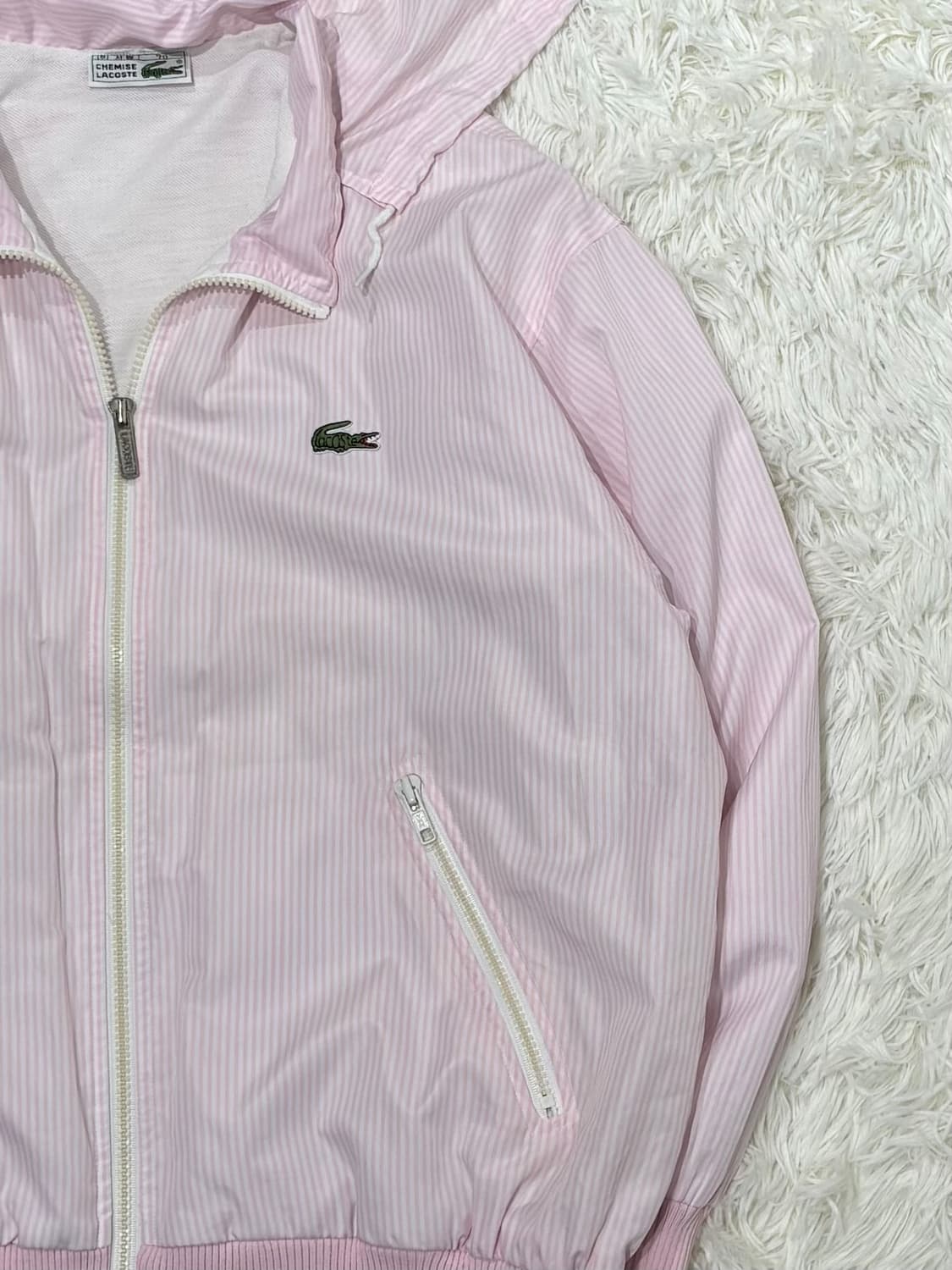 라코스테 90‘s 베이비핑크 스트라이프 블루종 자켓 상품이미지5