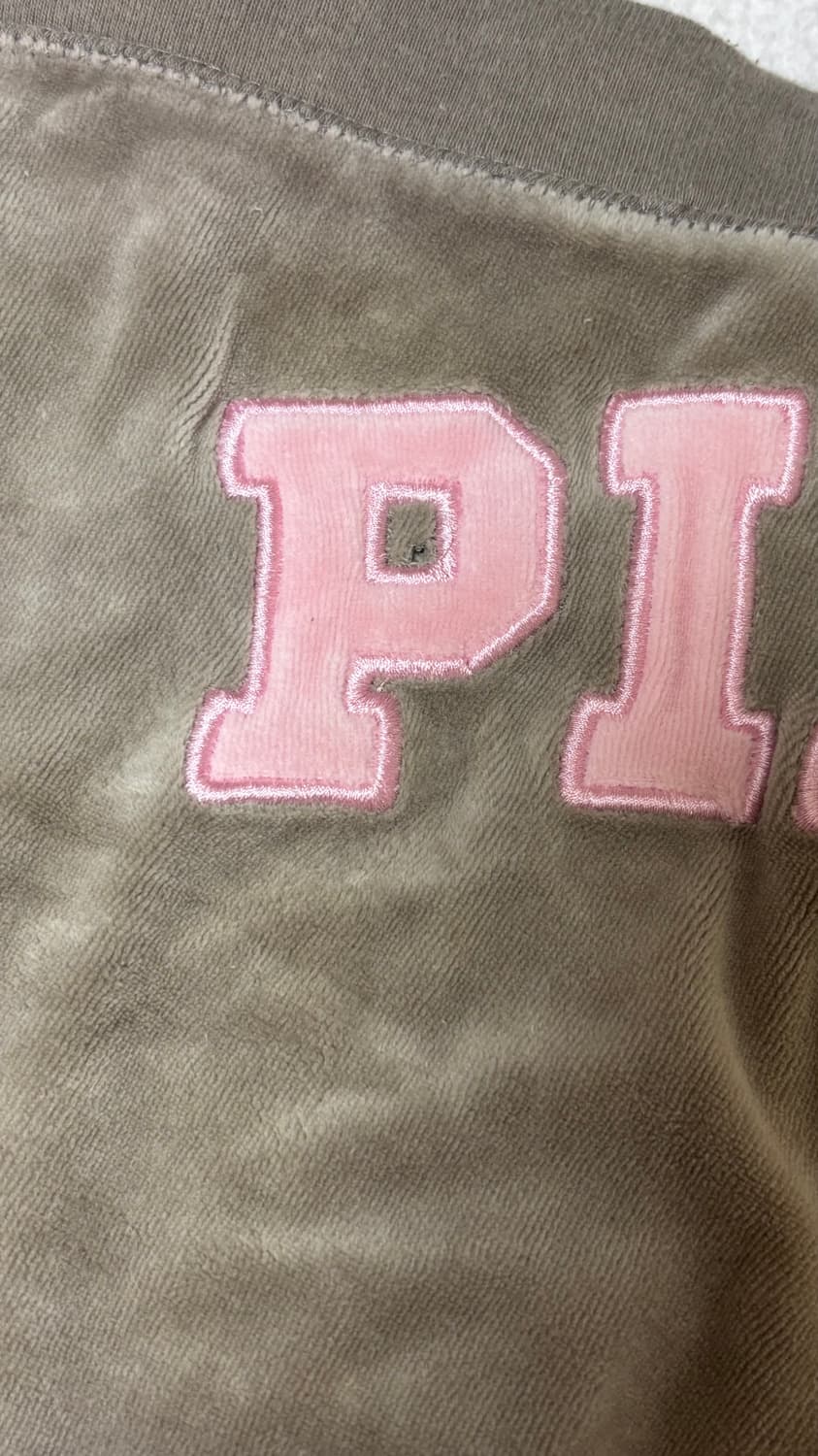 빈티지 PINK 카키 핑크 로고 벨벳 후드집업 팬츠 트레이닝 세트 셋업 상품이미지6