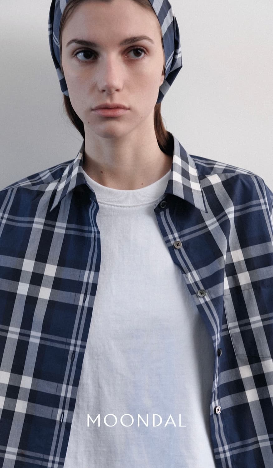 문달 Moondal Frank Cotton Shirts 네이비 체크 셔츠 상품이미지1