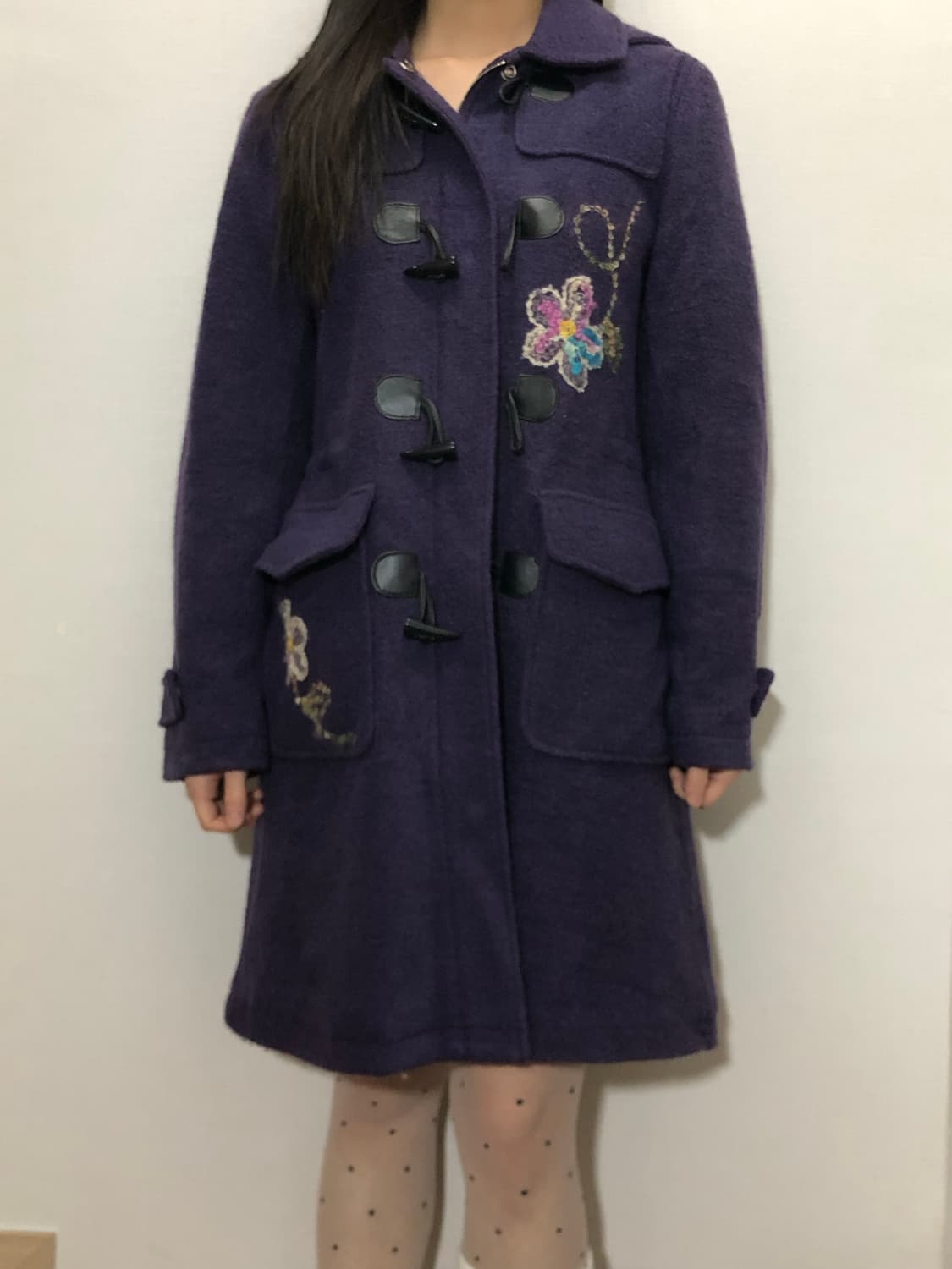 빈티지 퍼플 더플 롱 코트 상품이미지8