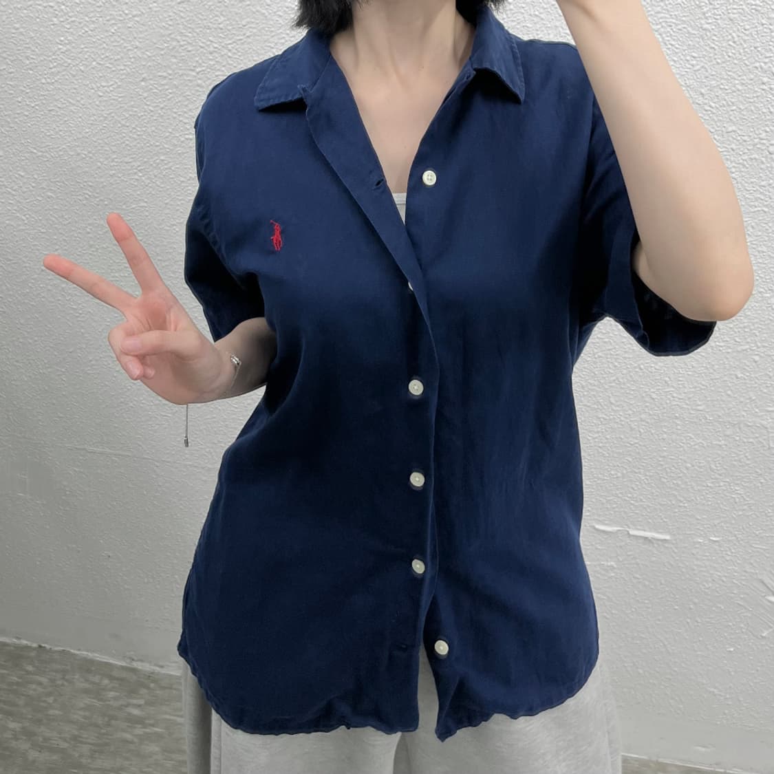 폴로 랄프로렌 레드포니 네이비 반팔 셔츠 M 상품이미지5