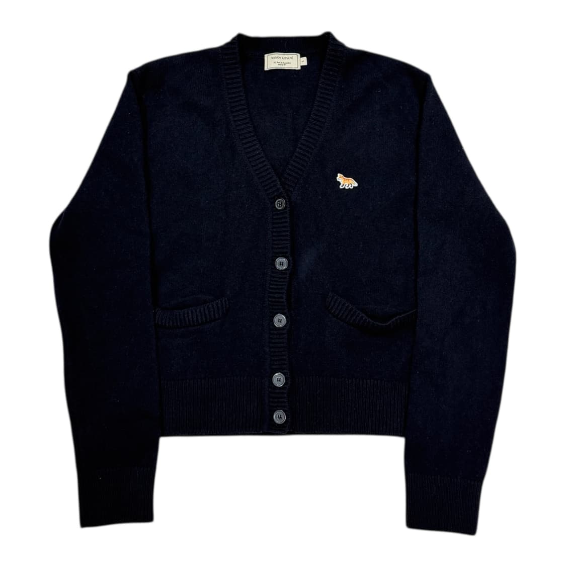 메종키츠네 폭스 패치 로고 울 모 가디건 네이비 S 상품이미지1
