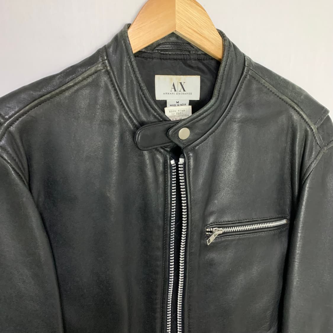 아르마니 익스체인지 빈티지 블랙 리얼 레더 소가죽 자켓 M 상품이미지4