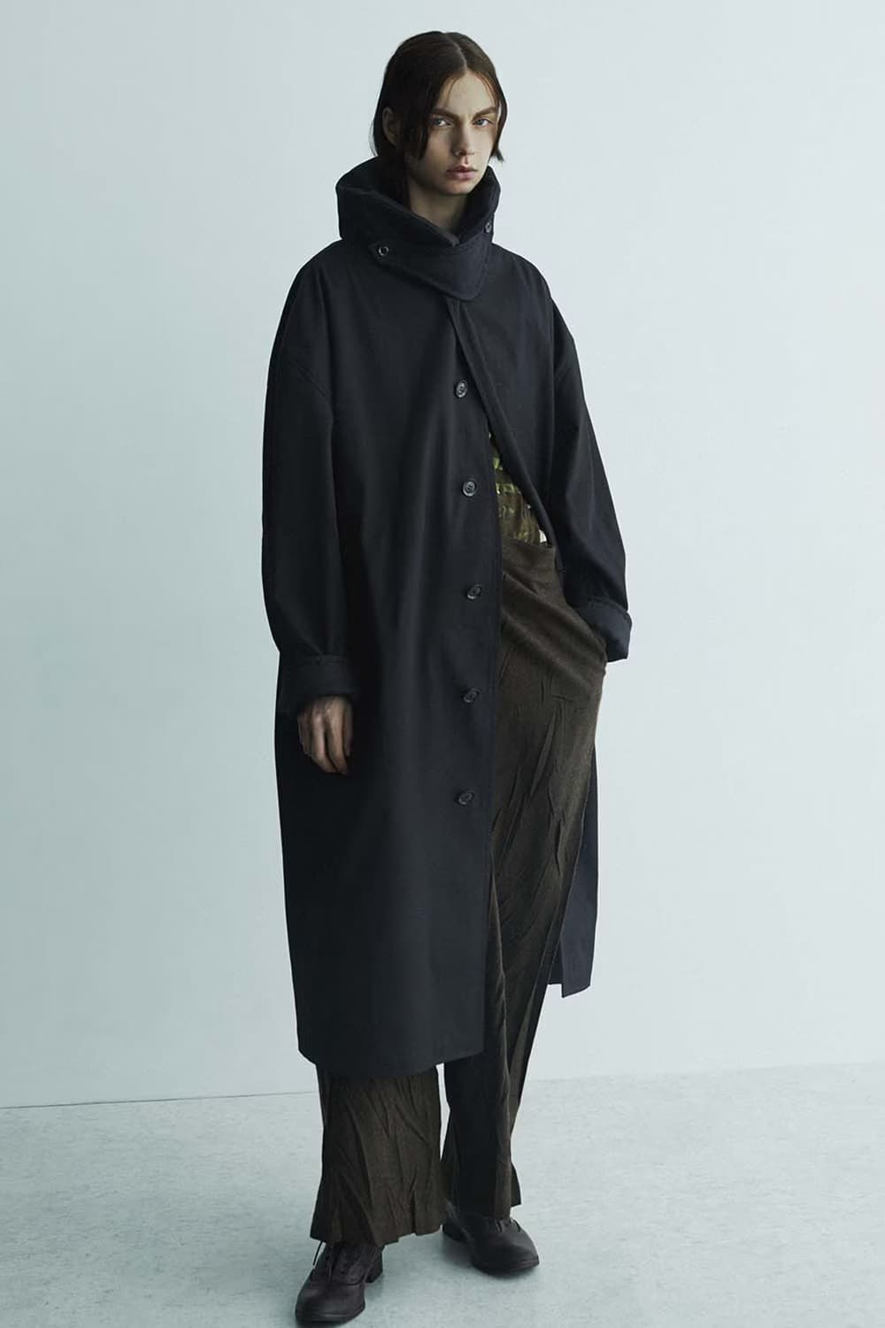 요지야마모토 18aw 보일드 크링클 울 와이드 서스펜더 트라우저 상품이미지1