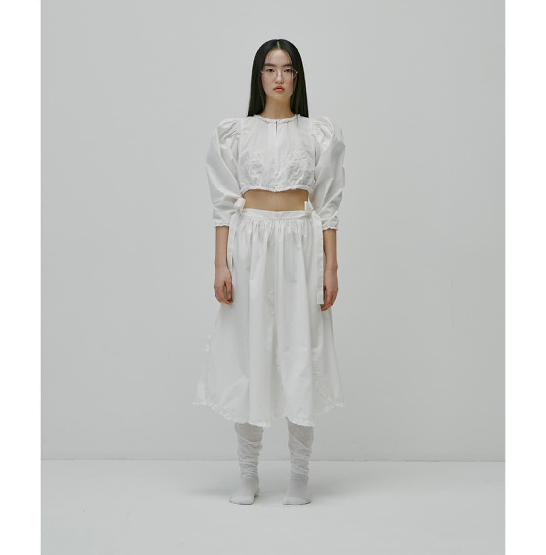 프레클 side bow scallop skirt 상품이미지1