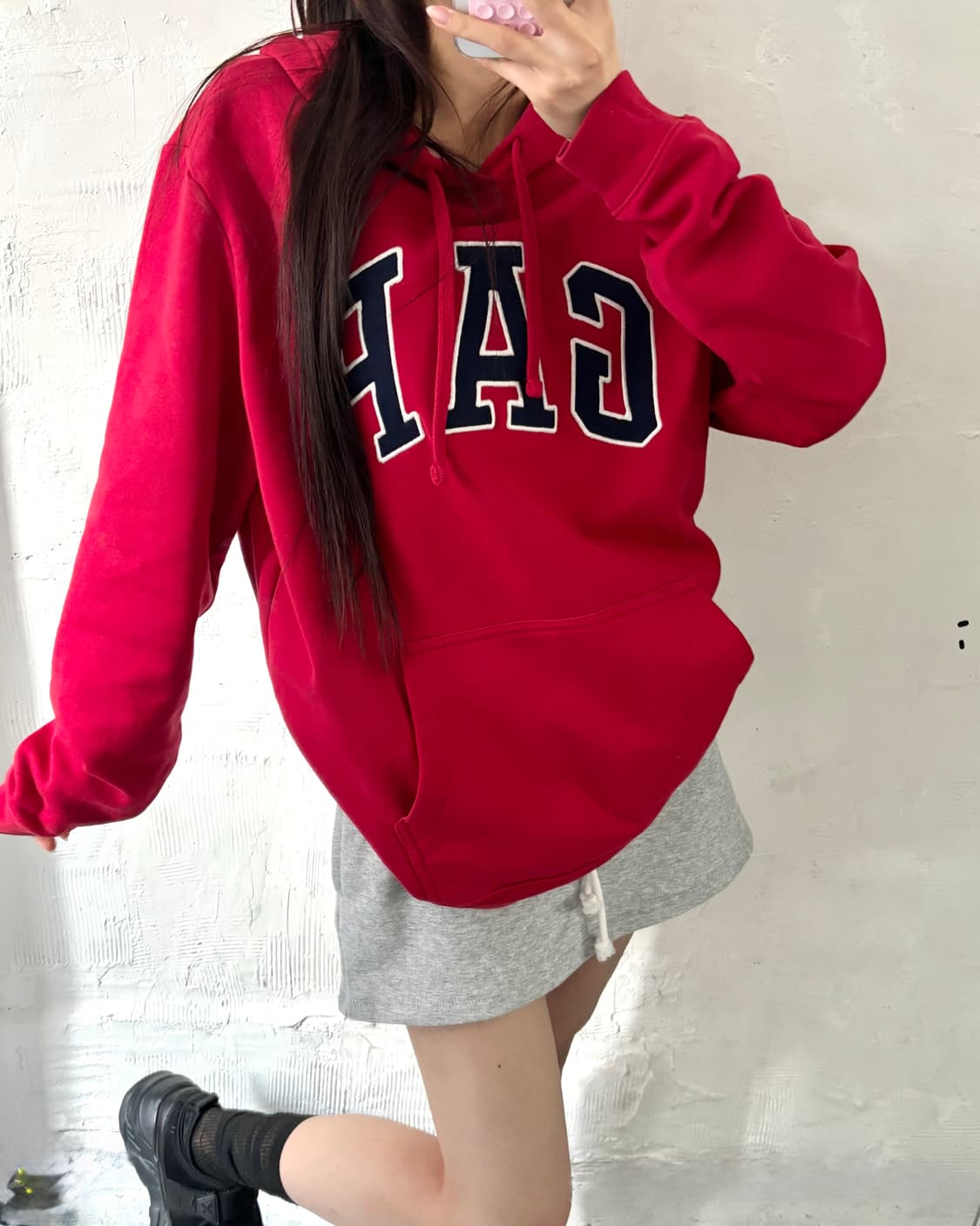 Gap 갭 레드컬러 아치로고 후드티 상품이미지1