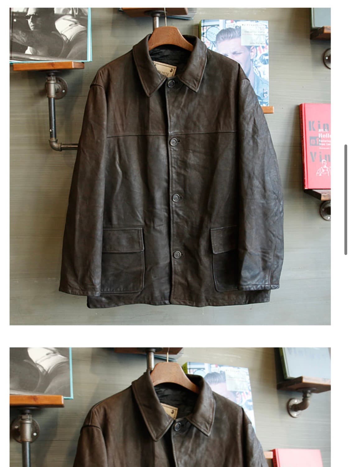 빈티지 레더 카코트 브라운 상품이미지2