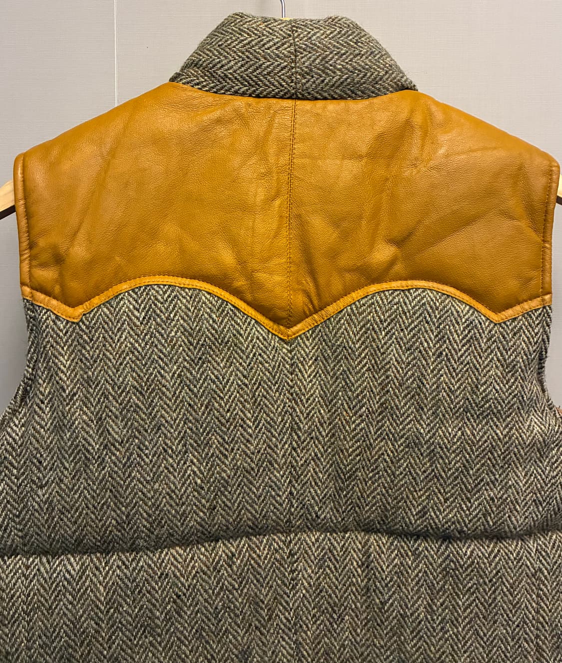 (S~M)USA 해리스트위드 x Cote mer 울 레더 다운 베스트 상품이미지7