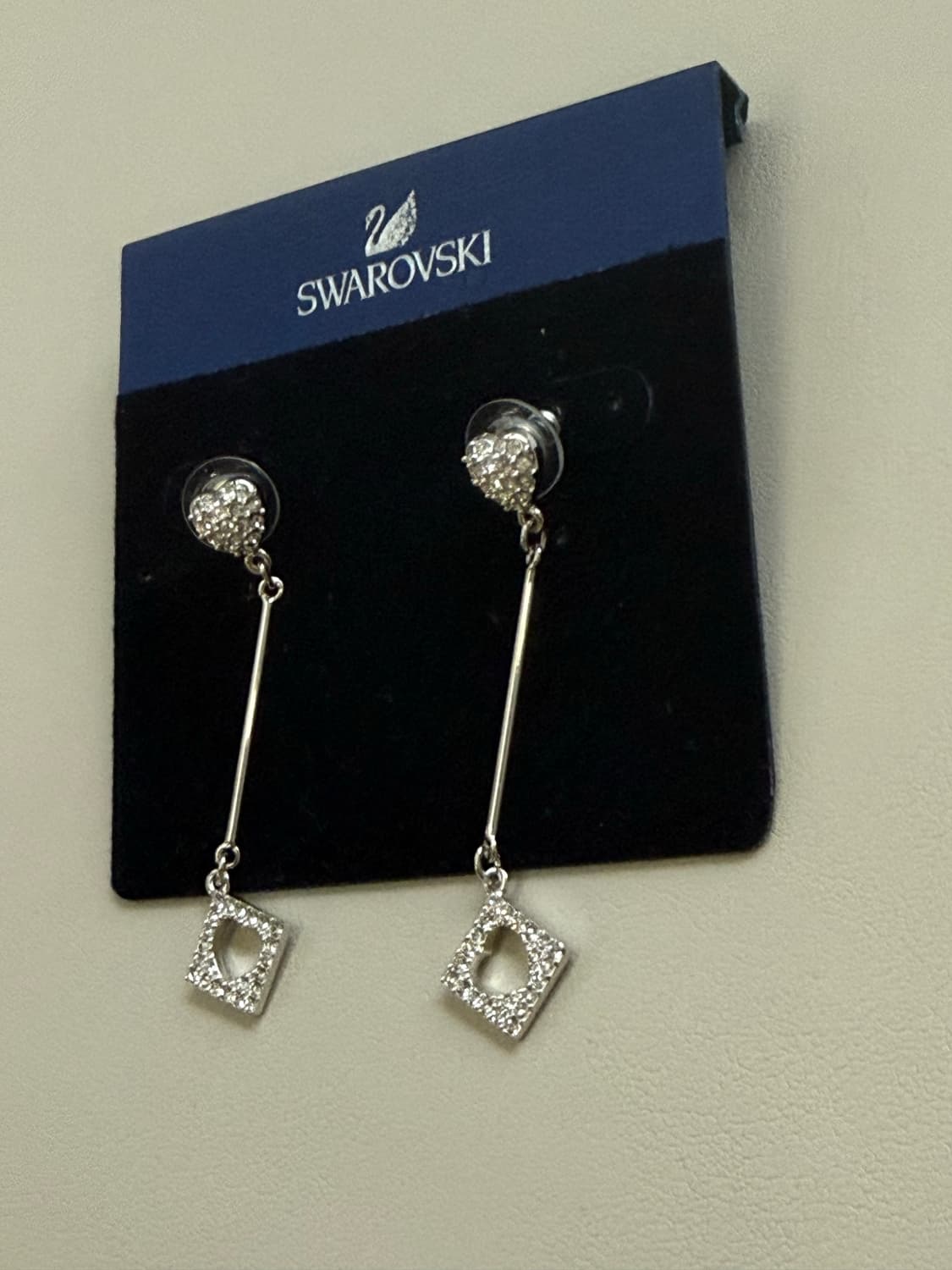 스와로브스키 스퀘어 드롭 이어링 실버 은 금 골드 다이아 스톤헨지 티파니 상품이미지4