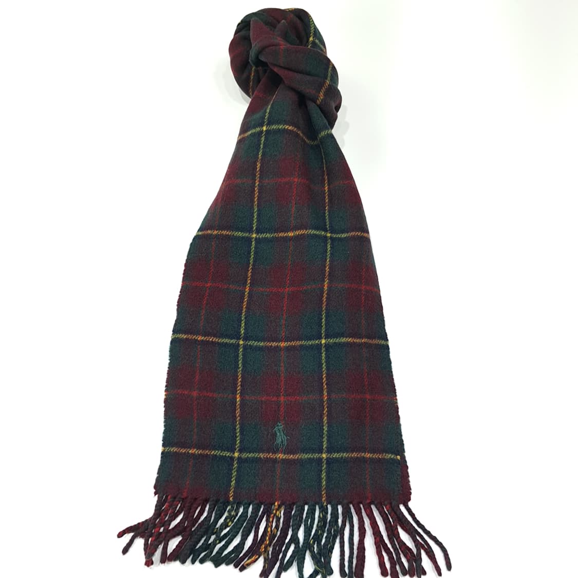 MX507 폴로 90s 이태리판 램스울 타탄체크 버건디 머플러목도리 상품이미지1