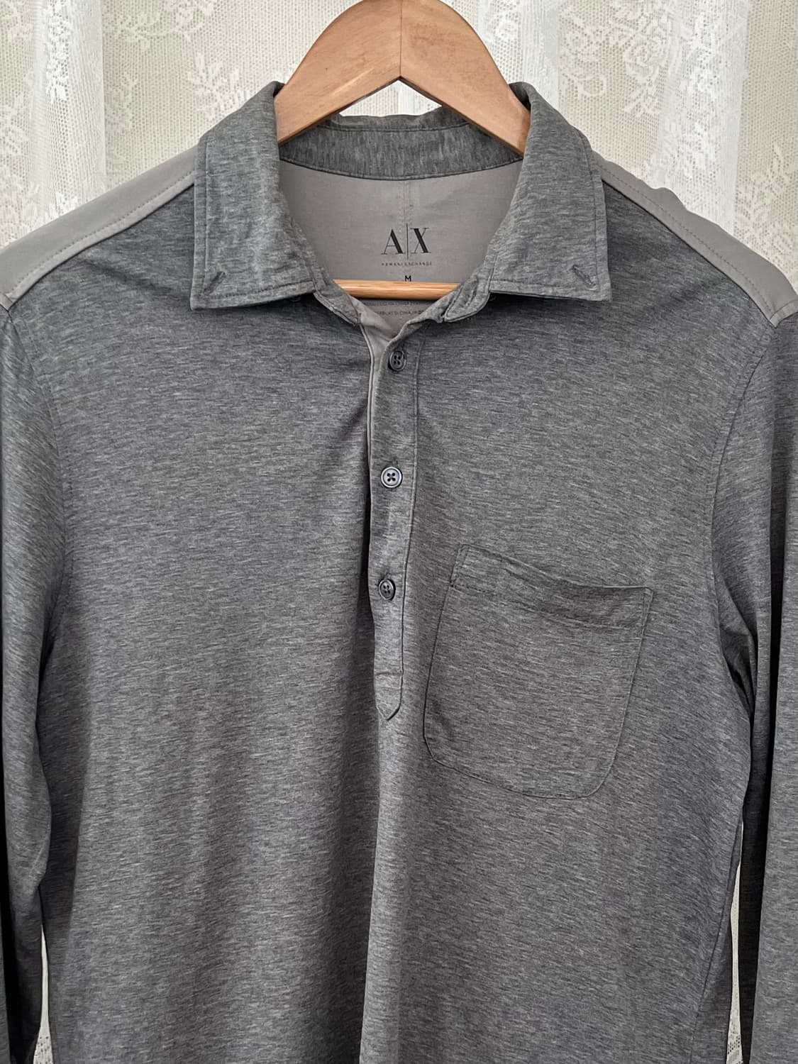 M) 아르마니 익스체인지 카라 티셔츠 그레이 상품이미지3