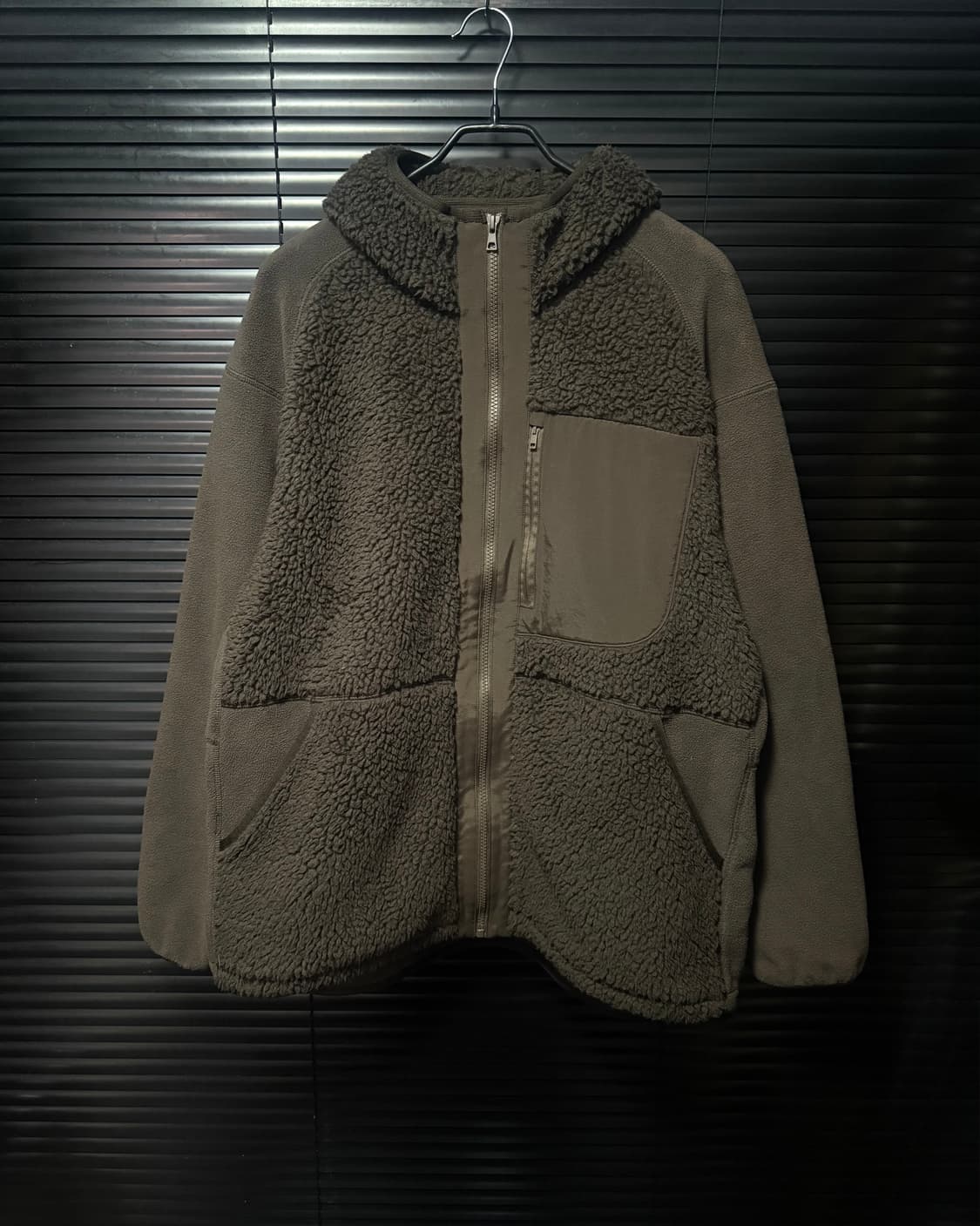 유니클로 화이트마운티니어링 브라운 갈색 후리스 플리스 후드 집업 XL 상품이미지1